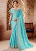 Blue Embroidered Viscose Saree