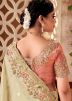 Cream Embroidered Viscose Saree