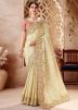 Cream Embroidered Viscose Saree