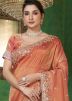 Orange Embroidered Georgette Saree