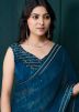 Blue Sequin Work Saree In Organza