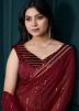 Red Sequin Work Organza Saree