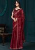 Red Sequin Work Organza Saree