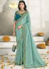 Blue Embroidered Border Silk Saree