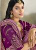 Purple Embroidered Saree In Silk