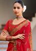Red Georgette Embroidered Saree