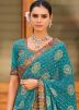 Blue Georgette Embroidered Saree & Blouse