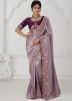 Lavender Embroidered Viscose Saree