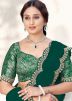 Green Handwork Embroidered Saree & Blouse