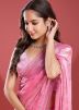 Pink Embroidered Border Saree In Tissue