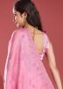 Pink Embroidered Border Saree In Tissue