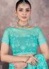 Turquoise Net Embellished Saree