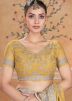 Yellow Crape Saree In Thread Work