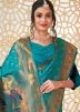 Turquoise Paithani Silk Woven Saree