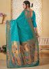 Turquoise Paithani Silk Woven Saree
