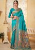 Turquoise Paithani Silk Woven Saree