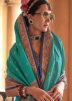 Turquoise Printed Saree & Blouse
