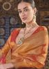 Orange Stone Work Saree In Silk