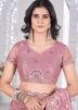 Pink Sequins Embroidered Net Saree