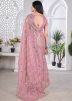 Pink Sequins Embroidered Net Saree