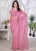 Pink Embroidered Tissue Saree