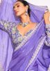 Purple Scalloped Border Tissue Saree