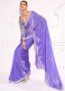 Purple Scalloped Border Tissue Saree