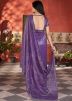 Purple Embroidered Net Saree