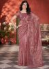 Pink Embroidered Saree In Set