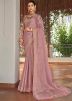 Mauve Pink Embroidered Saree