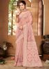 Pink Cotton Woven Saree