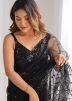 Black Embroidered Saree In Net