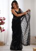 Black Embroidered Saree In Net