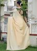 Cream Embroidered Chiffon Saree