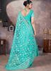 Blue Embroidered Net Saree