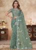 Dusty Green Resham Work Net Saree