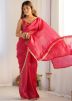 Pink Embellished Border Tissue Saree