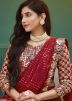 Red Sequin Work Saree In Georgette