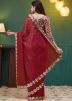 Red Sequin Work Saree In Georgette