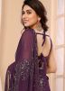 Puple Sequin Work Pre-Stitched Saree In Georgette