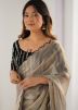 Grey Embroidered Chiffon Saree