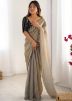 Grey Embroidered Chiffon Saree