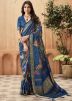 Blue Woven Saree With Blouse
