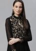 Black Readymade Flared Kurti In Georgette