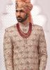 Off White Embroidered Readymade Sherwani