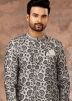 Off White Digital Printed Readymade Sherwani