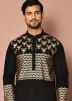 Readymade Black Cotton Printed Kurta