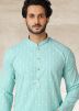 Readymade Turquoise Cotton Printed Kurta Pajama
