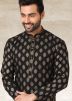 Readymade Printed Kurta Pajama In Black