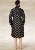 Readymade Printed Kurta Pajama In Black